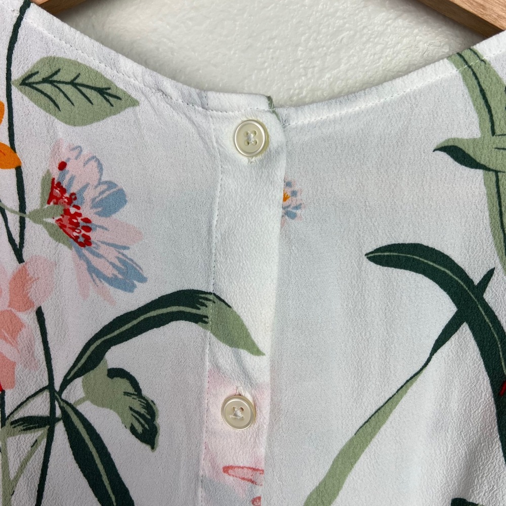 LOFT White Floral Puff-Sleeve Blouse - Picture 7 of 8